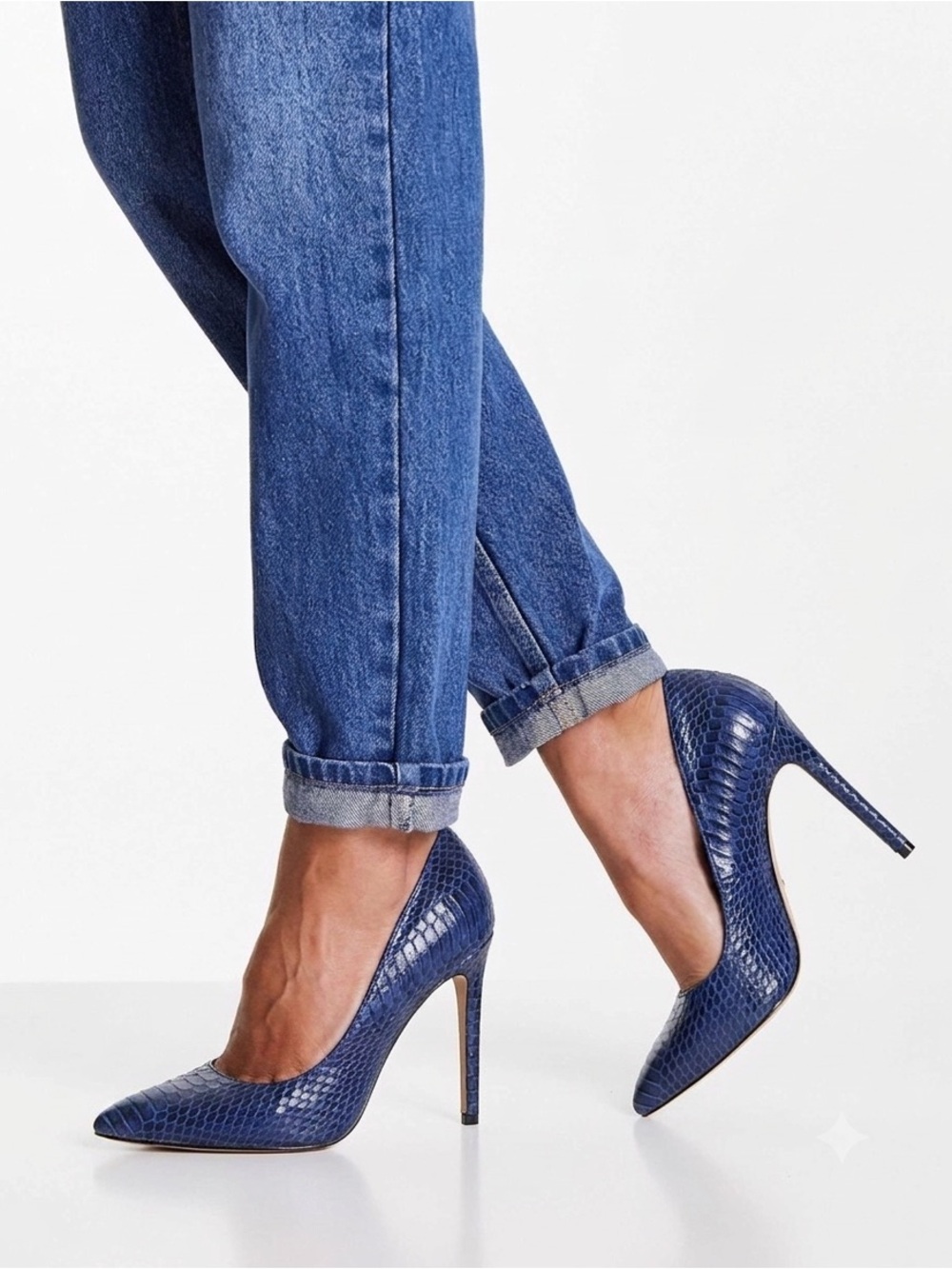 Aldo Navy Snake-Embossed Ralivia heeled pumps 7.5 euro 38